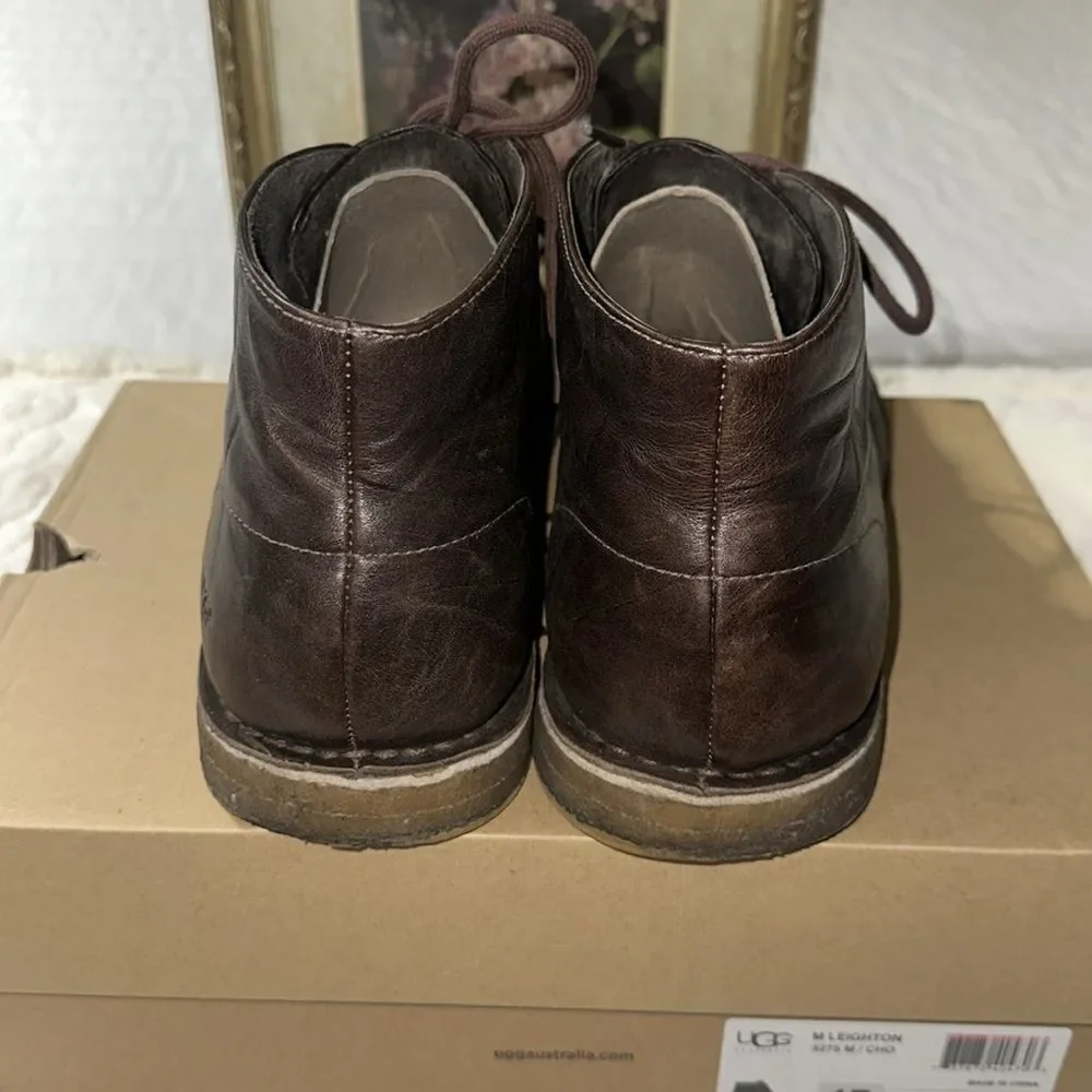 UGG 15 Men’s Leighton 3275 M Chocolate Brown Tan Soles Leather Twinsole Boots